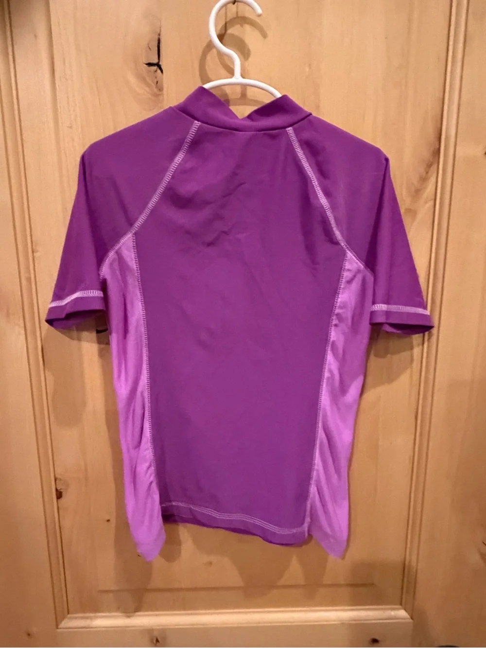 Circo Purple Two-Tone Short Sleeve Swim Top